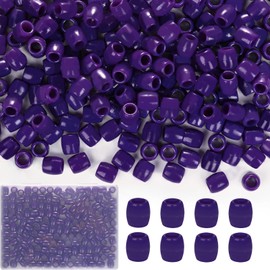 DoDoBeads 160 pcs 11x12mm Large Hole Hair Beads, Indigo Purple Jumbo Pony Beads for Braids, Big Acrylic Supplies for Crafts