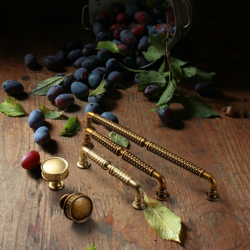 Goo-Ki Antique Brass Weave Cabinet Knobs for Kitchen Zinc Alloy