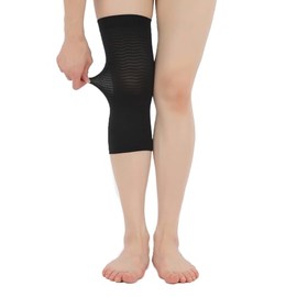 [足ラクダさんの靴下] 男女兼用サポーター 日本製 薄手 ズレにくい 肘 膝 ふくらはぎ対応 ワッフル編み 1枚入 (1, ブラック)