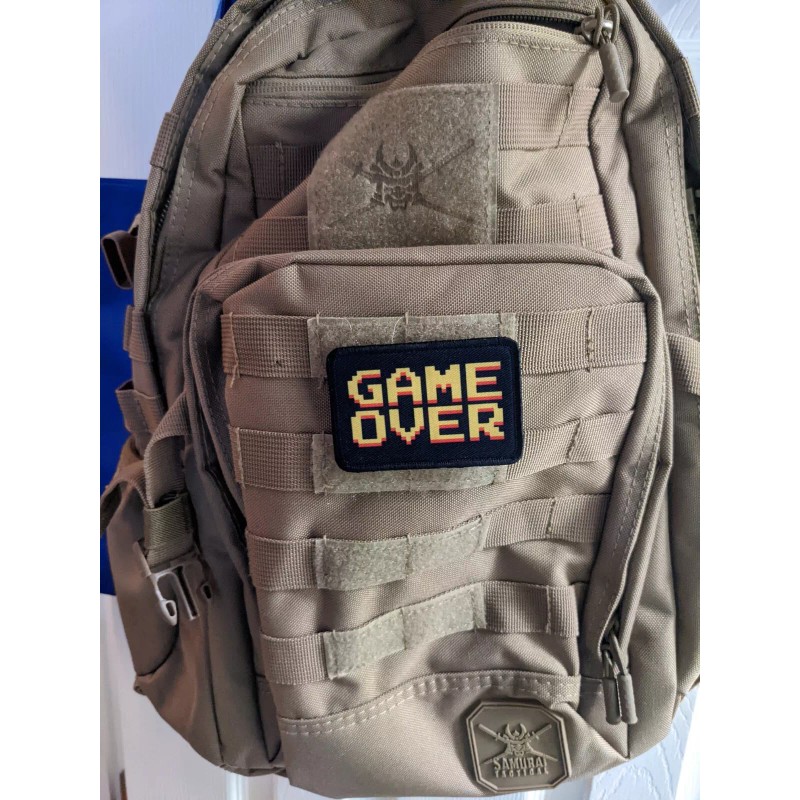 game over gaming 8-bit text 2"x3" hook & loop tactical