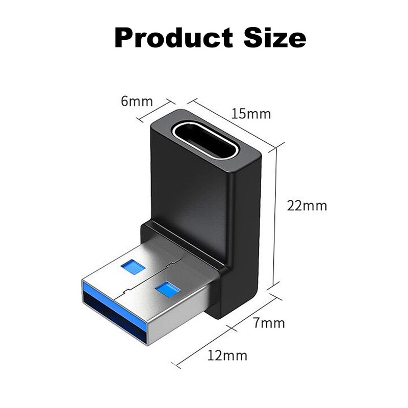 AreMe 2 Pack Right Angle USB A to USB C