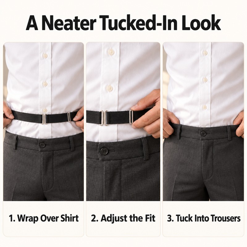 Adjustable Shirt Stay Belt for Men & Women – Non-Slip