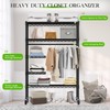 JS HOME Heavy Duty Garment Rack, Free-Standing Rolling Clothes Rack