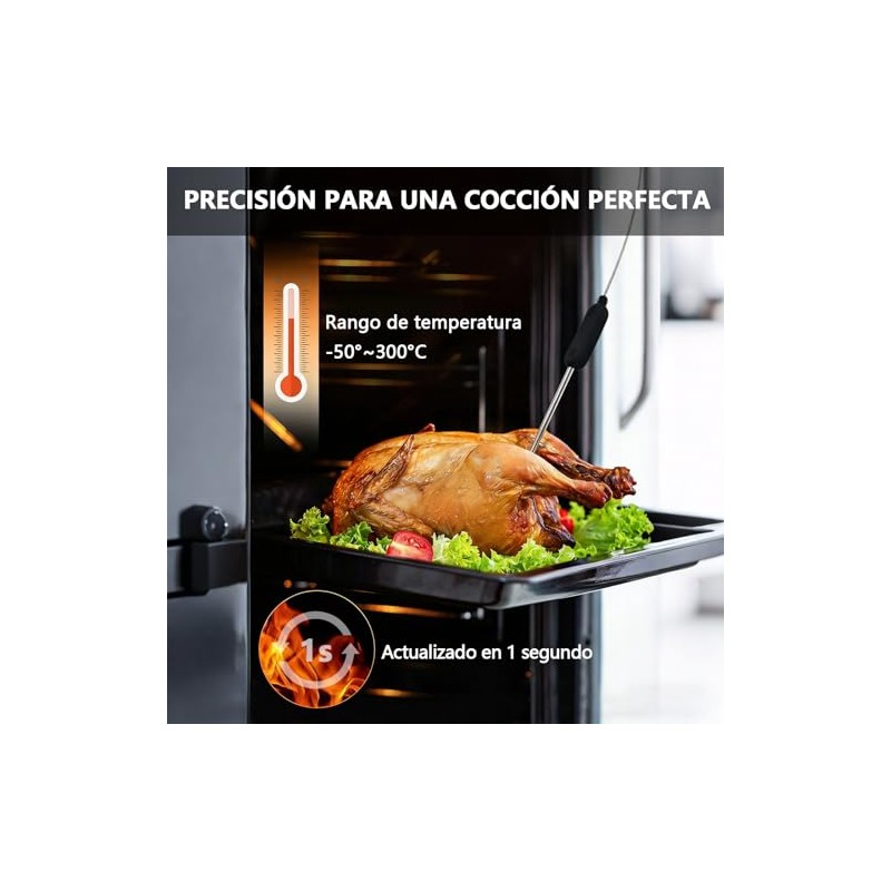 Inalámbrico Termómetro Carne, Termómetro Digital Cocina con 4 Sondas,Meat Thermometer