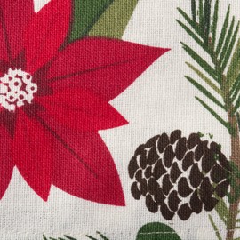 DII Woodland Holly Christmas Holiday Kitchen & Table Décor, Table Runner, 14x72, Poinsettia & Christmas Greenery