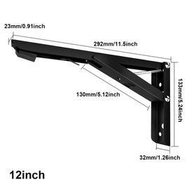 2 Pack 12" Folding Shelf Brackets Wall Mounted Heavy Duty Folding Triangle Space Saving