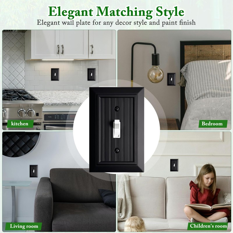 Beadboard Outlet Covers Wall Plates, Bamboo Fiber Light Switch Covers,
