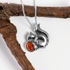 HENRYKA Squirrel Necklace in 925 Sterling Silver and Baltic Amber,
