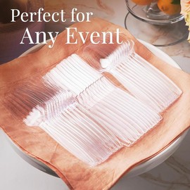 300 Clear Plastic Spoons Bulk - Plastic Silverware Spoons - Plastic Spoon Heavy Duty Cutlery - Disposable Spoons Flatware Pack - Plastic Utensil Set - Spoon Plastic Disposable Silverware - Color: Clear, Size: 500ct