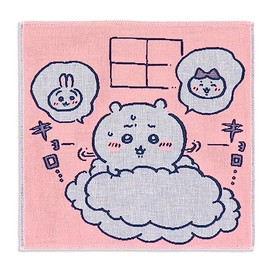 Chiikawa 27108005 Women's, Kids, Children, Triple Gauze Handkerchief, Scene Hachiware, Rabbit, Pink