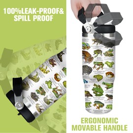 Jizrecly 30 oz Frog Tumbler With Handle and Straw, 30oz Frog Flip Straw Tumbler Insulated Coffee Travel Mugs Cup Water Bottle Frog Gifts for Frog Lovers Women Girls