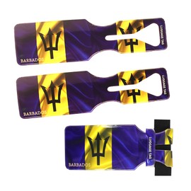 3 Pack Luggage Tags (25+ Designs) Suitcase Labels Men Women Boys Girls Name Tag - NO Strings Secure Loop - Social Media Address ID Card Travel Hand Bag Backpack Rucksack (3X Barbados Tags)