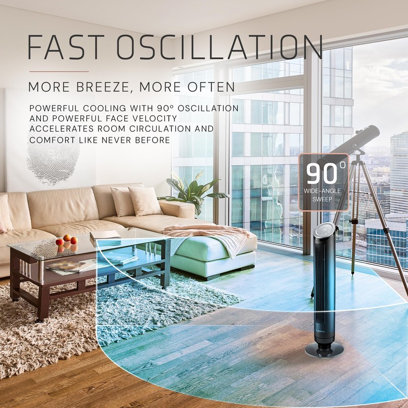 LASKO Ascend Tower Fan with Remote, 36" Floor Fans for