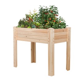 Shine Company 36x20x30in Raised Garden Bed, Elevated Wood Planter Box Stand with Legs for Backyard, Patio, Balcony with Liner for Vegetables, Flowers, or Herbs
