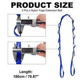 PATIKIL 22KN Adjustable Daisy Chain Yoga Extend Belt 1.8M, 2 Pcs Nylon Climbing Sling Straps for Home Workout Exercise Pilates Gymnastics, Blue