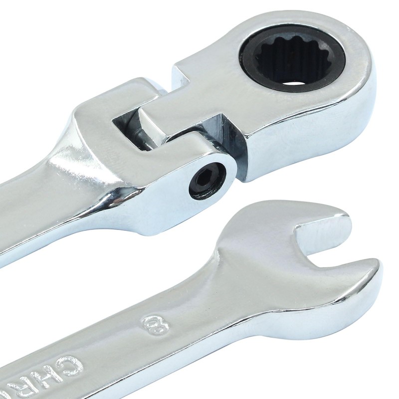 Hordion 8mm Ratcheting Combination Wrench, 12 Point 72-Tooth Flex Head