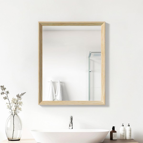 Ultrue Ultrue Oak Wood Effect Framed Wall Mirror, 16x20 Rectangle