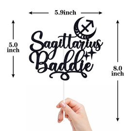 Decoración para tartas Sagitario Baddie, decoración para tartas de gran energía de Sagitario, cumpleaños de Sagitario, 12 decoraciones para fiestas de cumpleaños con temática del zodiaco de constelación (negro)
