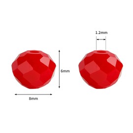 Novborcz 8mm Porcelain Red Rondelle Glass Beads for Jewelry Making 320pcs Faceted Briolette Shape Crystal Spacer Beads Assortments Supplies Accessories for Bracelet Necklace for Wholesale