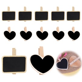 PAVIKE Mini Chalkboard Clip, Wooden Mini Chalkboard Clip, Mini Chalkboard Small Chalkboard Clip Memo Board Wedding Party Message Board Place Card Food Label Memo Party Event Decoration