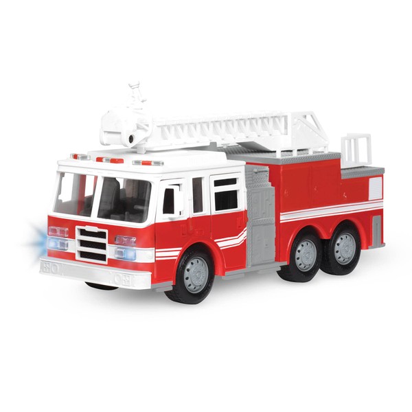DRIVEN by Battat — Micro Fire Truck — Mini Red Toy Fire Truck with Lights & Sounds For Kids 3+ & Up, White and Red