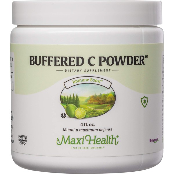 Maxi Health Buffered Vitamin C Powder - High Potency -"800 mg" - Immune Health - 4 Ounces - Kosher