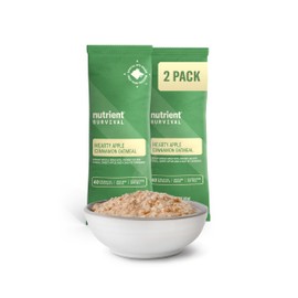 Nutrient Survival MRE Oatmeal, Hearty Apple Cinnamon (2 Single Servings) Freeze Dried Prepper Supplies & Emergency Food Supply, 40 Essential Nutrients, Gluten Free, Shelf Stable Up to 15 Years