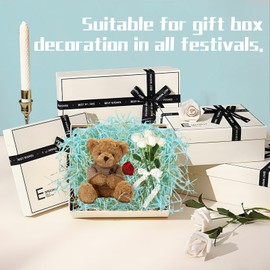 dellyy 300 g Premium Filling Material Gift Gold, Shredded Paper for Gift Box, Filling Material for Packages, Festival Gift Decoration, for Parcel Filling and DIY Decoration (Blue Gold)