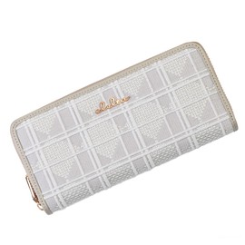 Cleria CL-21506 Women's Long Wallet, Embroidery, Genuine Leather, Large Capacity, Round Zipper, COLORER Series, New Age Grey