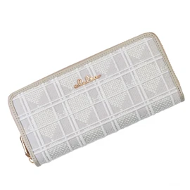 Cleria CL-21506 Women's Long Wallet, Embroidery, Genuine Leather, Large Capacity, Round Zipper, COLORER Series, New Age Grey