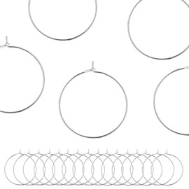 BEADNOVA Wine Charm Rings 60pcs Silver Plated 25mm Beading Charm Rings for Wine Glass DIY Crafting Festival Party Favor