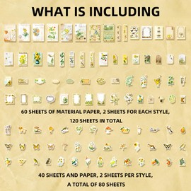 200 Pieces Junk Journal Kit Vintage Stickers for Scrapbooking Journaling Supplies Flower Butterfly Stickers Scrapbook Paper for Planner Decoupage DIY Craft