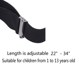 chiyu-yang Kids Toddler Baby Suspenders Bow Tie for Boys and Girls Strong Metal Clips Adjustable Design Elastic Classic Accessory (Black, 34 Inch(7-14 Years)