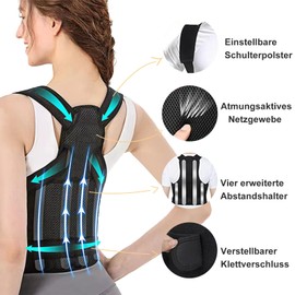 DAILIENFUS Back Straightener, Posture Corrector Back for Men and Women, Adjustable Posture Correction Strap, Breathable Back Posture Corrector, Adjustable Straight Posture Trainer, Black (S)