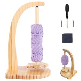 Wool Unwinder, Wool Reel, Rotating Magnetic Wool Ball Holder, Multifunctional Wool Unwinder with Mounting Accessories, Small Bear Style, Portable Wooden Yarn Holder, for Knitting Lovers (Wood Colour)