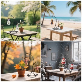 YY YEARCHY Ornament Display Stand Metal Stand Air Plant Stand Decorative Flower Pot Holder Iron for Hanging Glass Globe Ball (Black, 1Pcs 14.2"x 6.5")