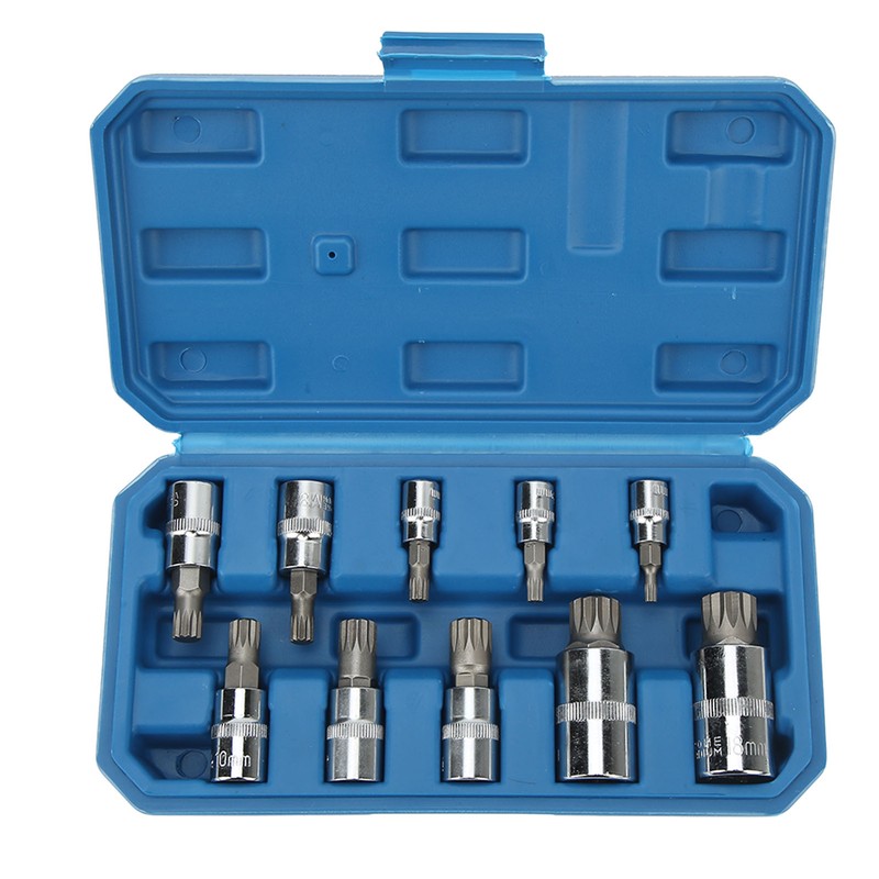 10PCS Triple Square Spline Bit Socket Set Low Wear Accurate