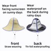 2-PCS Dual-Sided Sun Hat, Straw Front with Waterproof Back, Wide