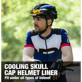 MELASA Cooling Skull Caps Helmet Liner, Lightweight Mesh Under Helmet Cycling Motorcycle Hard Hat Sweat Liner for Men Women, Ink Dyed Black, One Size