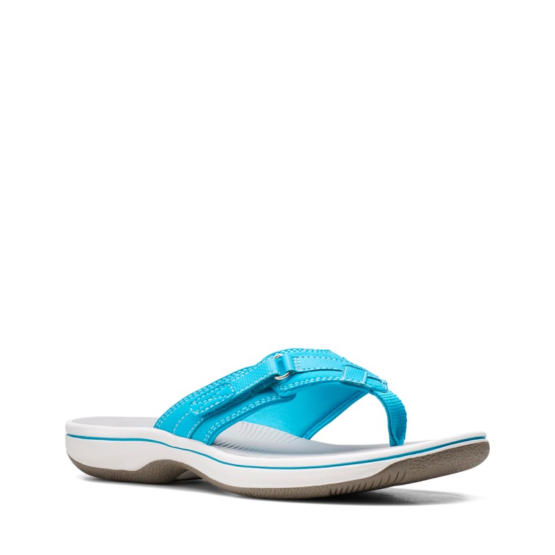 Clarks Clarks Women's Breeze Sea Flip-Flop, Aqua Synthetic, 6
