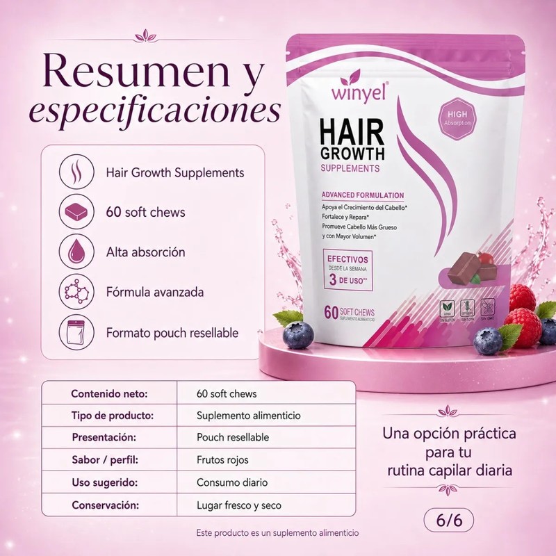 Biotina Colágeno 60 Soft Chews Uso Diario Bienestar Apoyo