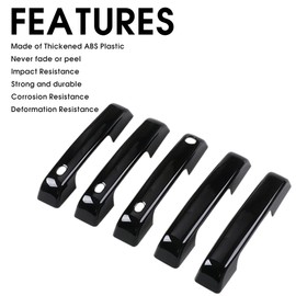sukemichi Door Handle Covers Trim Rear Door Tailgate Cover for Ford Bronco Accessories 2021 2022 2023 2024 4 Door - Black, with Smart Hole