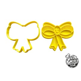 The Cookie Cutter Hub Ausstechform mit Weihnachtsschleife und passender Prägung für Plätzchen, Kekse, Ton, Backdekoration