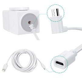 3-Pack Extension Cable for WYZE Cam Pan V3 Camera, 90 Degree Micro USB Adapter, 1 ft Flat Power Cord