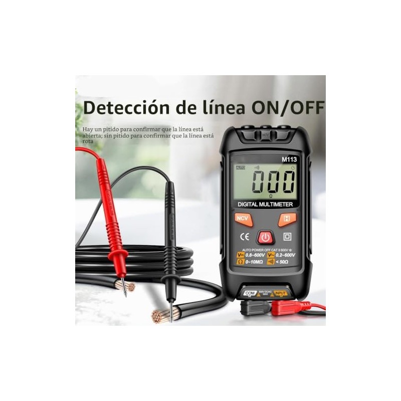 Multímetro Digital M113 Reconocimiento Automático Frecuencia Capacitancia Negro for Pruebas