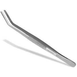 Premium Kitchen Tweezers | Barbecue Tweezers | Cooking Tweezers | Stainless Steel | Gourmet Quality | Curved Design (30.0 cm)