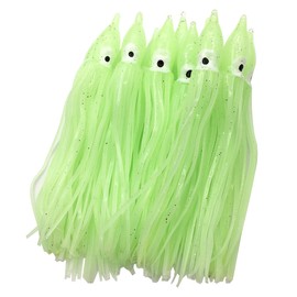 Cheerouters Hoochie Octopus Skirts Trolling Lures Fishing Tackle Soft Plastic Lures Luminous Squid Skirts Saltwater/Bait Lures Multicolored (3.9in/22Pack, Green/Luminous)