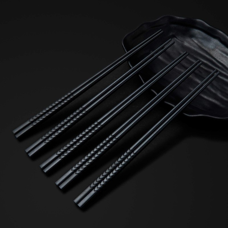 SUPJOYES 5 Pairs Fiberglass Chopsticks - Reusable Chopsticks Dishwasher Safe,...