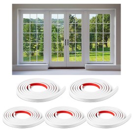 5 Rolls Total 32.8ft Window Grille Inserts Grid Kit Self Adhesive Peel and Stick Trim Simulated DIY Window Decorative PVC Strip Molding Trim Frames (White)