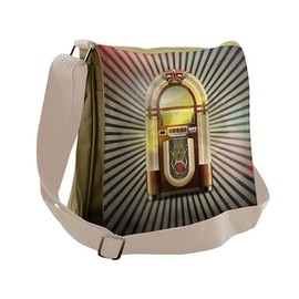 Ambesonne Vintage Messenger Bag, Antique Radio Music Box, Unisex Cross-body